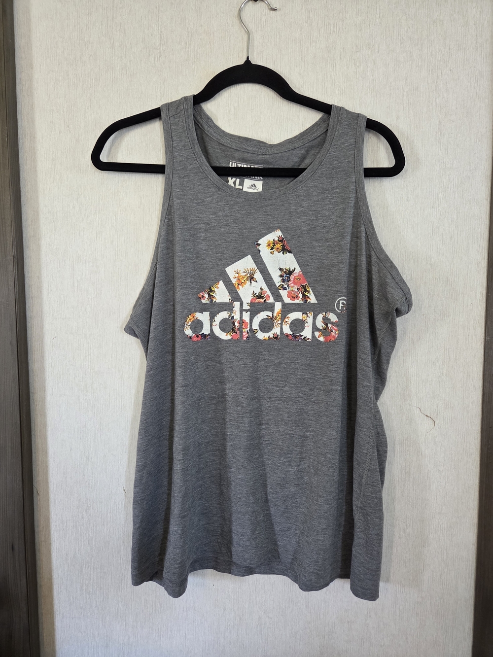 adidas Gray Tank with Floral Logo